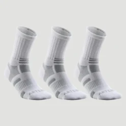 Calcetines Altos De Tenis Pack De 3 Artengo RS 560 Blanco Gris