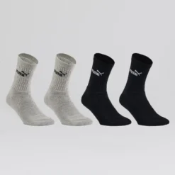 Calcetines Altos De Tenis Pack De 4 Puma Gris Negro Algodón