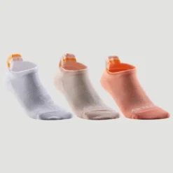 Calcetines Cortos De Tenis Pack De 3 Artengo RS 160 Blanco Naranja