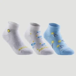 Calcetines Media Caña Tenis Niños Pack De 3 Artengo RS160 Azul Blanco Logo