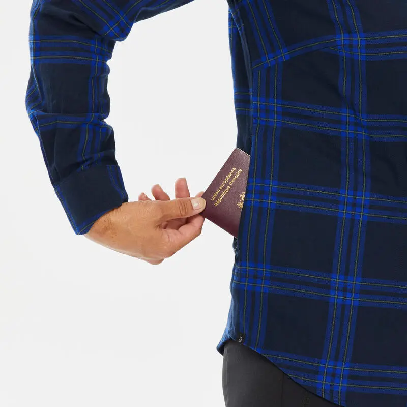 Camisa De Cuadros De Montaña Y Trekking Manga Larga Mujer Forclaz Travel 100 - Imagen 4