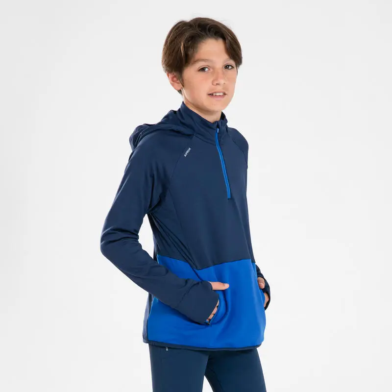 KIPRUN Camiseta Atletismo Manga Larga 1/2 Cremallera Niños AT 500 Azul Indígo - Imagen 3