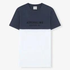 Camiseta De Manga Corta De Hombre Scalpers ADN BLOCK TEE Azul Marino De Algodón