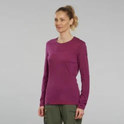 Camiseta De Montaña Y Trekking Lana Merino Mujer Forclaz MT500 Rosa