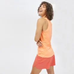 Camiseta De Montaña Y Trekking Tirantes Mujer Quechua MH500 Naranja