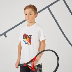 Artengo Camiseta De Tenis Manga Corta Niño TTS100 Kidz Blanco Estampado