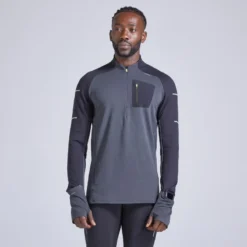 Camiseta Running Manga Larga Hombre Kiprun Warm Gris