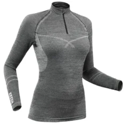 Camiseta Térmica De Esquí Y Nieve Interior Wedze Ski 900 Mujer Lana Gris