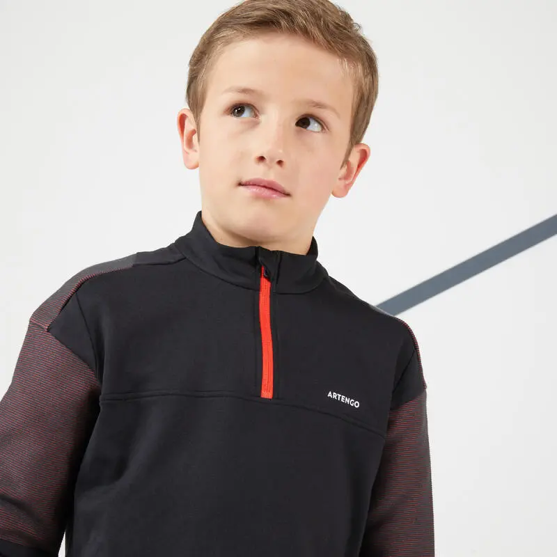 Camiseta Térmica De Tenis Niños Artengo 500 Negro Rojo - Imagen 4