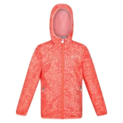 Regatta Chaqueta Impermeable Lever Estampado Animal Para Niños/Niñas Melocotón Neón