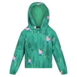 Regatta Chaqueta Impermeable Muddy Puddle Dinosaur Peppa Pig Para Niños/Niñas Verde