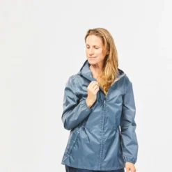 Chubasquero Impermeable De Montaña Y Trekking Mujer Quechua Raincut Azul