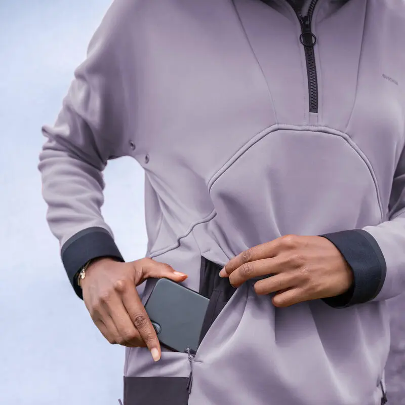 Forro Polar De Montaña Y Trekking Con Capucha Mujer Quechua MH500 Violeta - Imagen 2