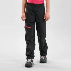 Pantalón De Montaña Y Trekking Desmontable Niños 7-15 Años Quechua MH500 Negro